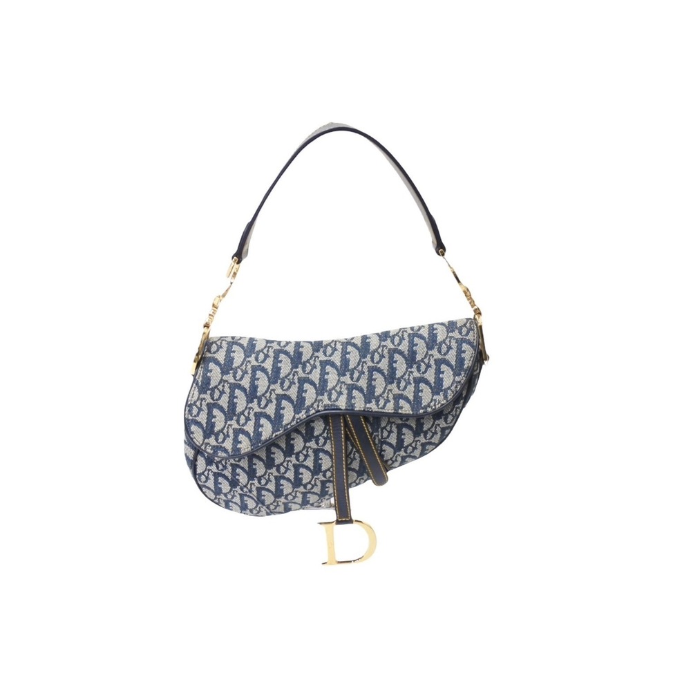 Dior Canvas Blue Navy Saddle Bag Christian Trotter - Picture 2 of 10